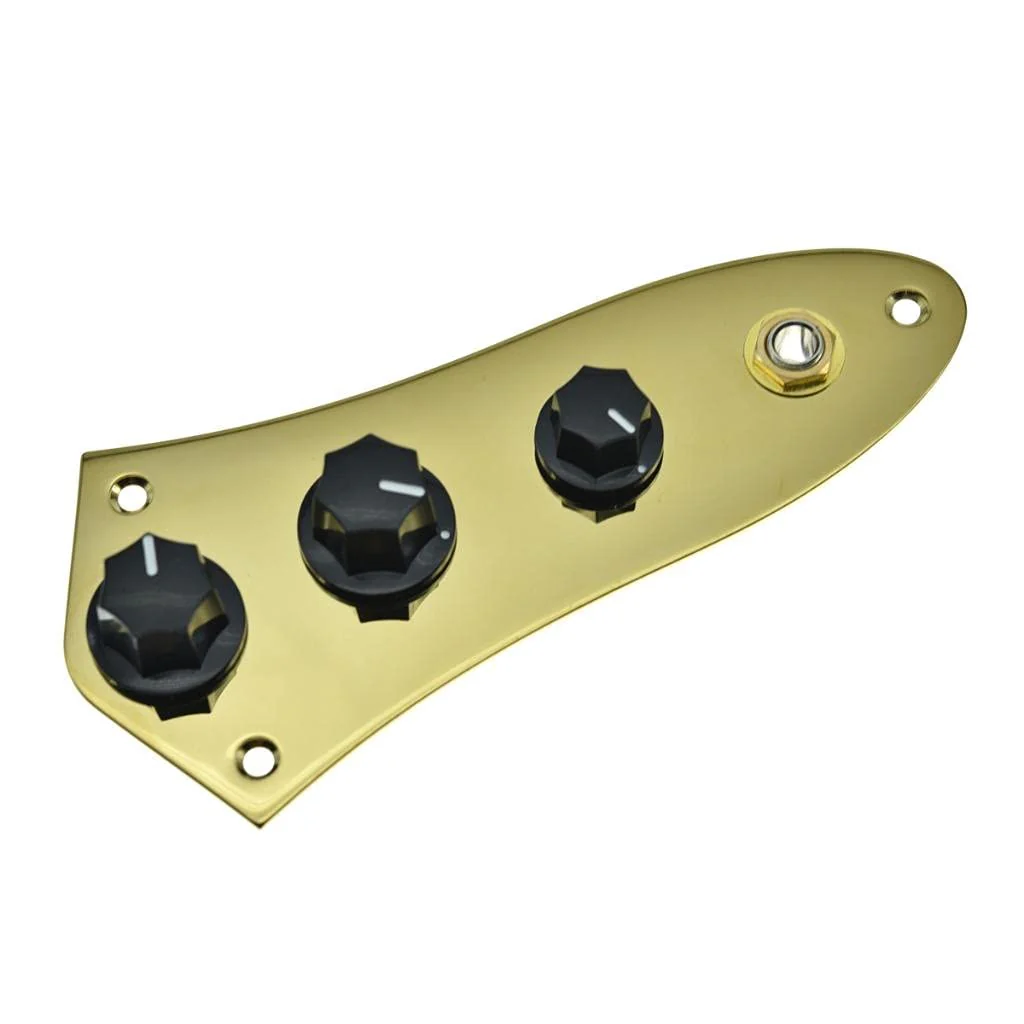 KAISH Fully Loaded Control Plate Pre-Wired Control Plate with Wiring Harness for Jazz J Bass Cold Gold - Image 2