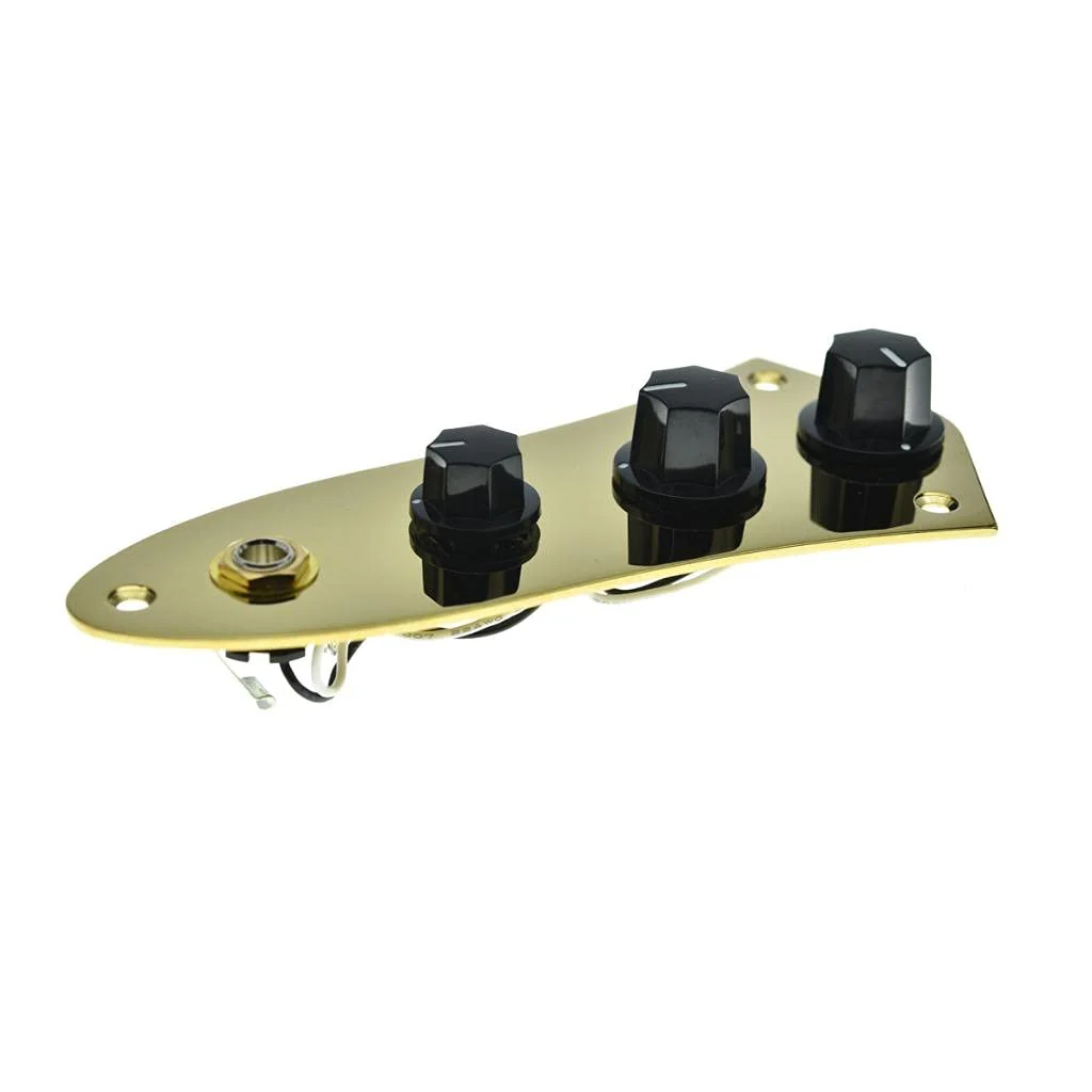 KAISH Fully Loaded Control Plate Pre-Wired Control Plate with Wiring Harness for Jazz J Bass Cold Gold - Image 3
