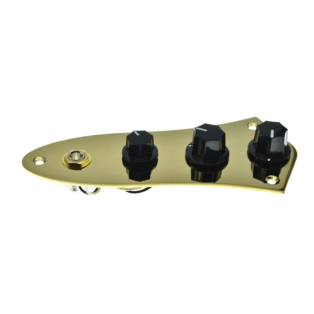 KAISH Fully Loaded Control Plate Pre-Wired Control Plate with Wiring Harness for Jazz J Bass Cold Gold - Image 4