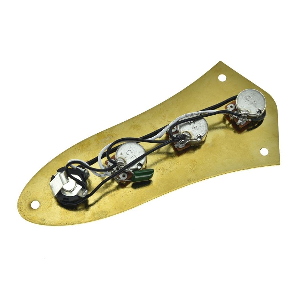KAISH Fully Loaded Control Plate Pre-Wired Control Plate with Wiring Harness for Jazz J Bass Cold Gold - Image 5