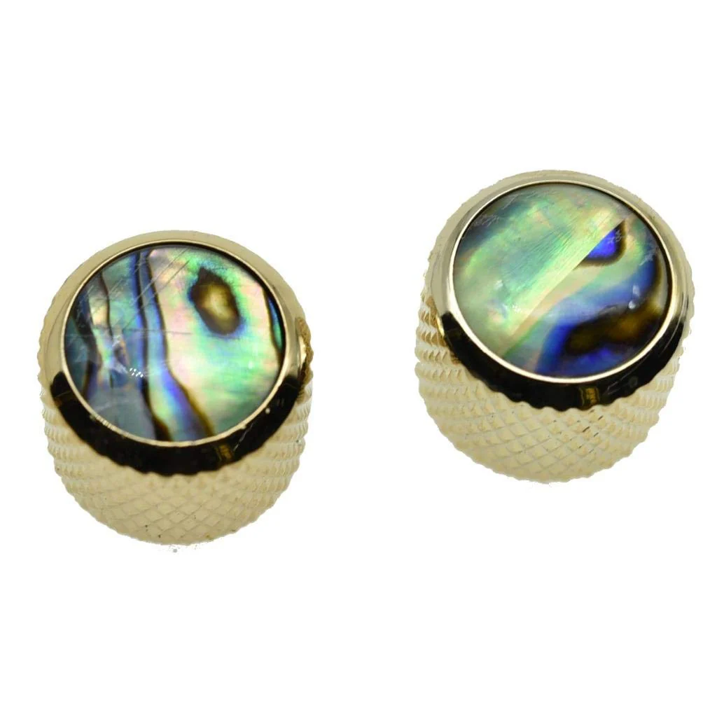 KAISH Gold Large Size 2pcs Push on Fit Abalone Top Dome Knobs Abalone Inserts Import Style Guitar Bass Knobs for Precision P Bass or Tele Guitars - Image 4