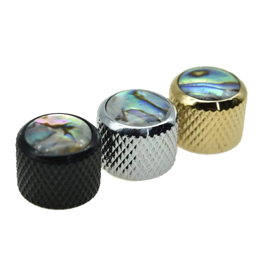 KAISH Gold Large Size 2pcs Push on Fit Abalone Top Dome Knobs Abalone Inserts Import Style Guitar Bass Knobs for Precision P Bass or Tele Guitars - Image 6