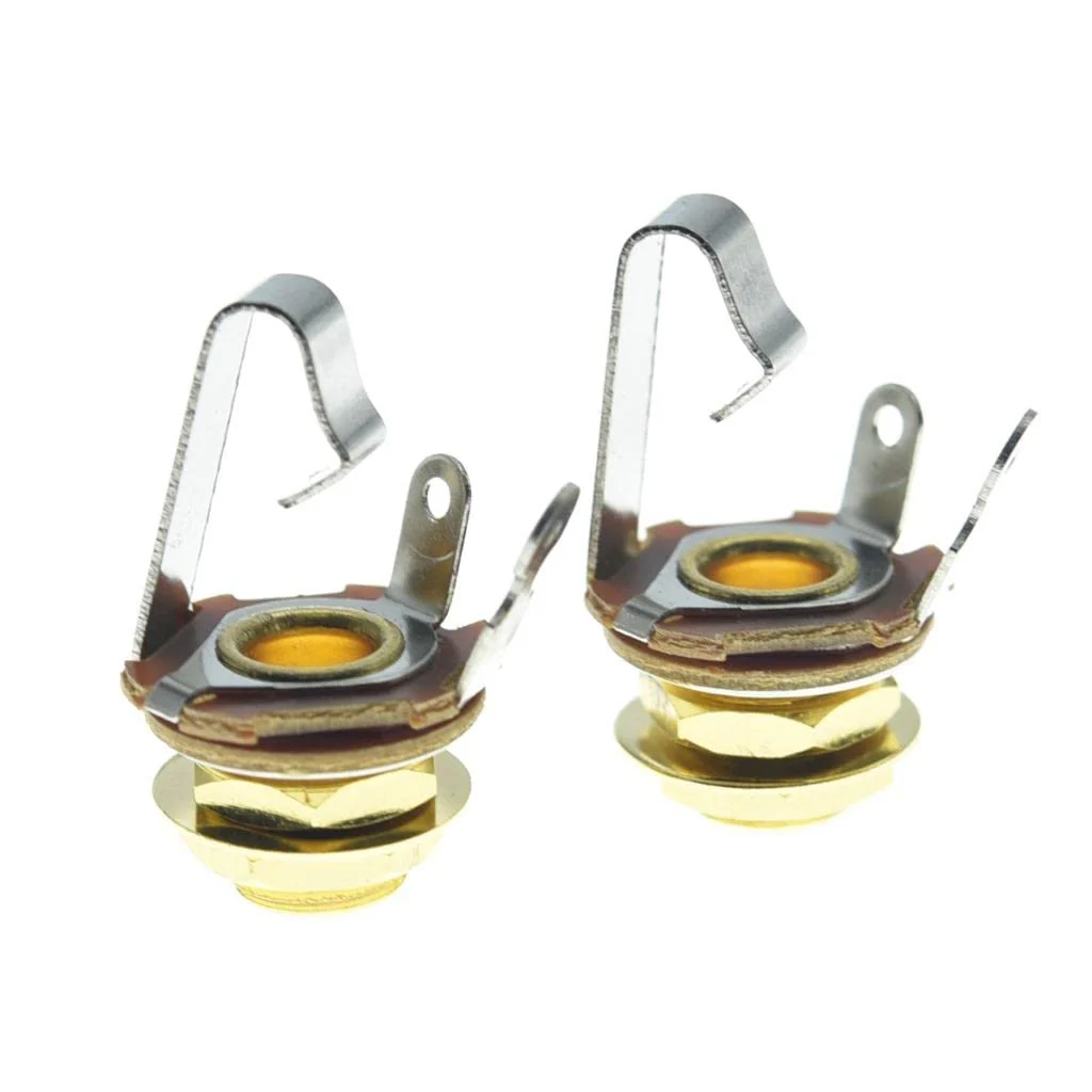 KAISH Gold Premium 2-Pack Brass Material American Thread Audio 1/4" Female Guitar/Bass Output/Input Jack 6.35mm TS Mono Panel Mount Jack Socket with Nuts and Washer American 3/8"-32 Thread 2pcs Gold - Image 4