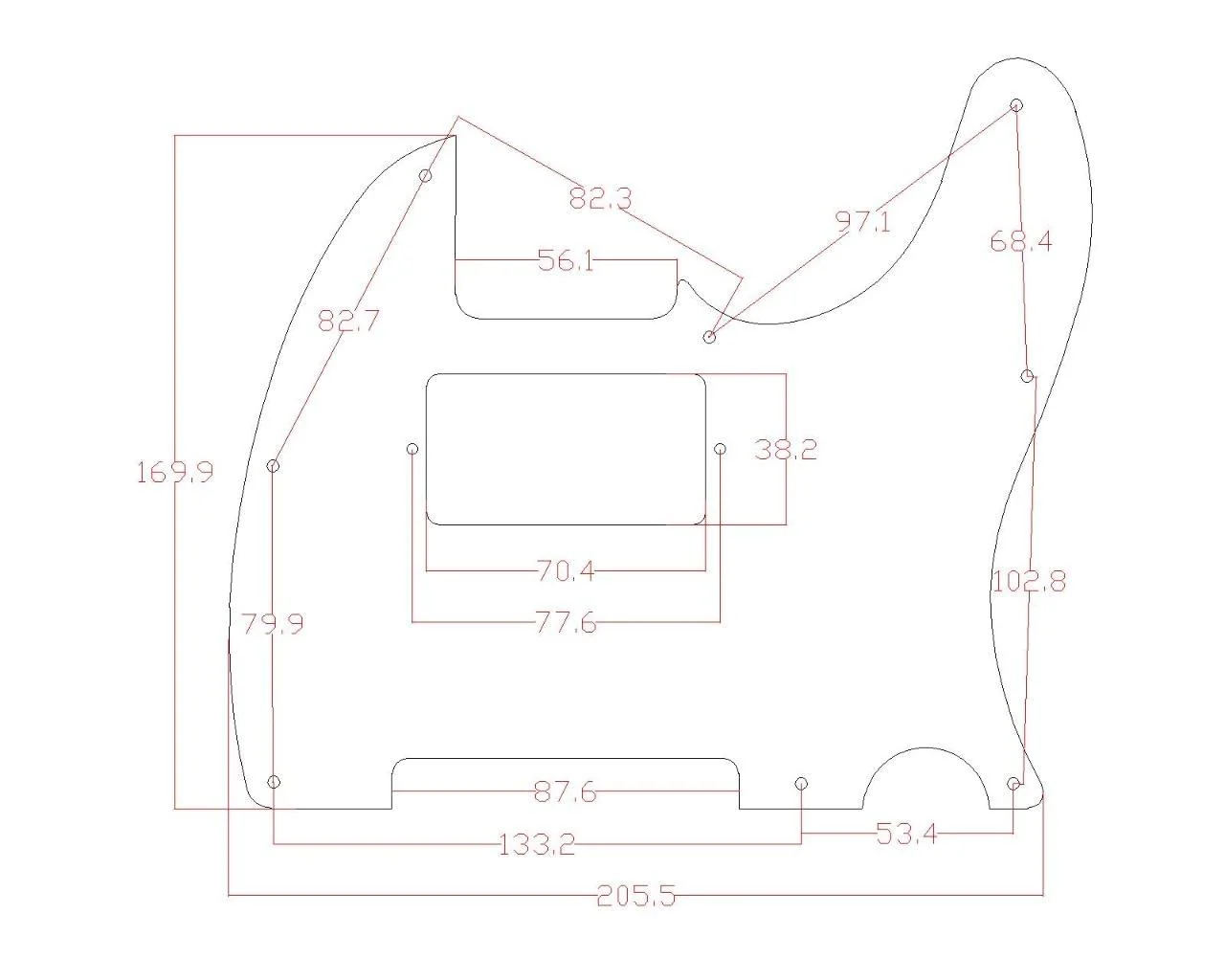 KAISH Matte Aluminum Tele Humbucker Style Pickguard Metal Anodized TL Pick Guard Scratch Plate for American/Mexican Telecaster Matte Silver - Image 3
