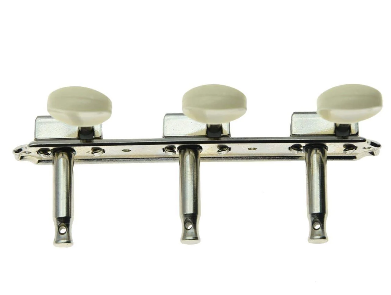 KAISH Nickel w/Aged White 3 per side 3x3 on a Plate Vintage Guitar Tuning Keys Tuners 3L3R Nickel with Ivory Button - Image 5