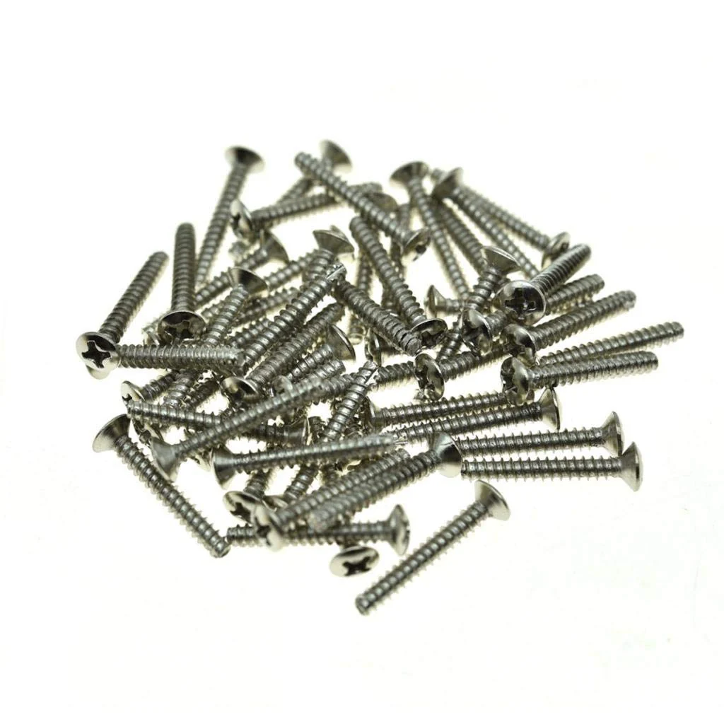 KAISH Pack of 50 Metric Thread M3 Single Coil Pickup Mounting Screws and Springs 3x21.5mm for ST Strat/Tele Nickel - Image 2