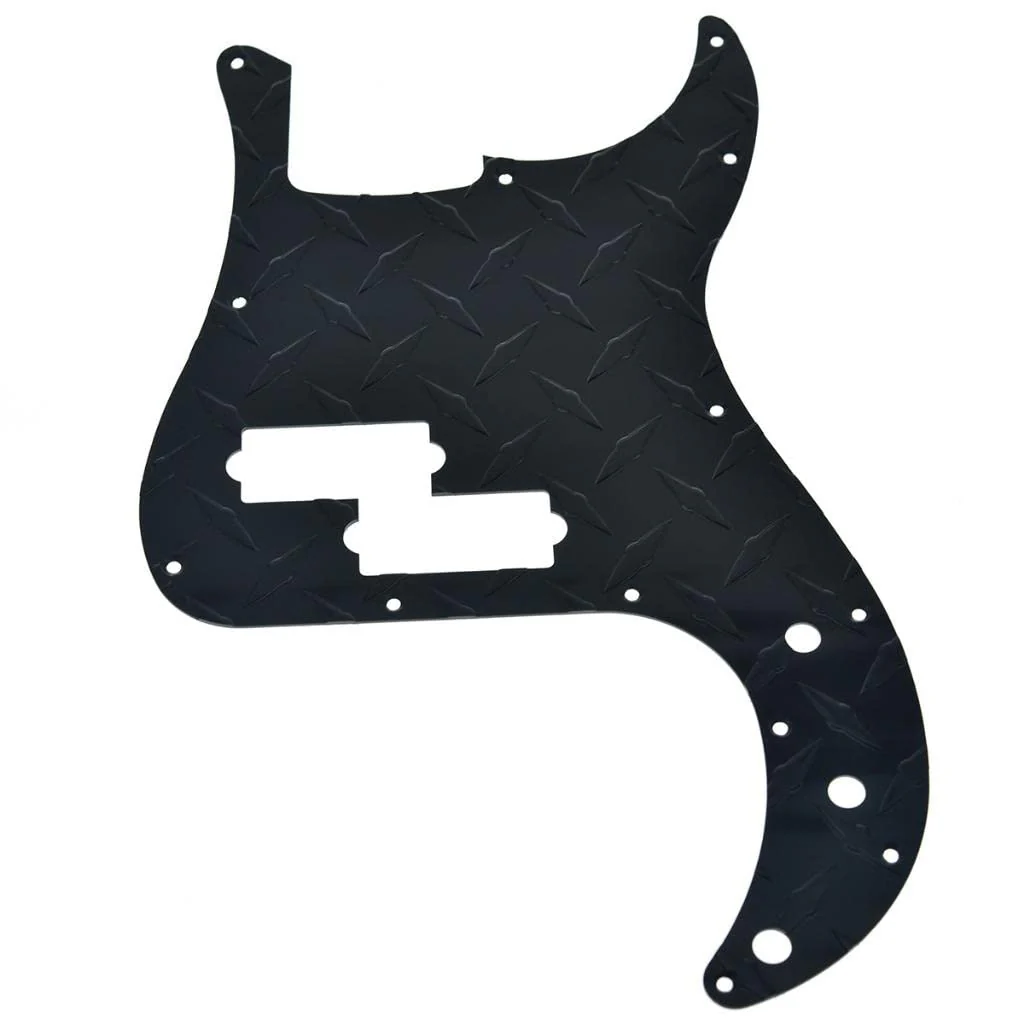 KAISH Premium 13-Hole Metal Diamond Plate Modern Style Standard Precision P Bass Pickguard Aluminium Anodized PB Pickguard for American FD P Bass Black - Image 3