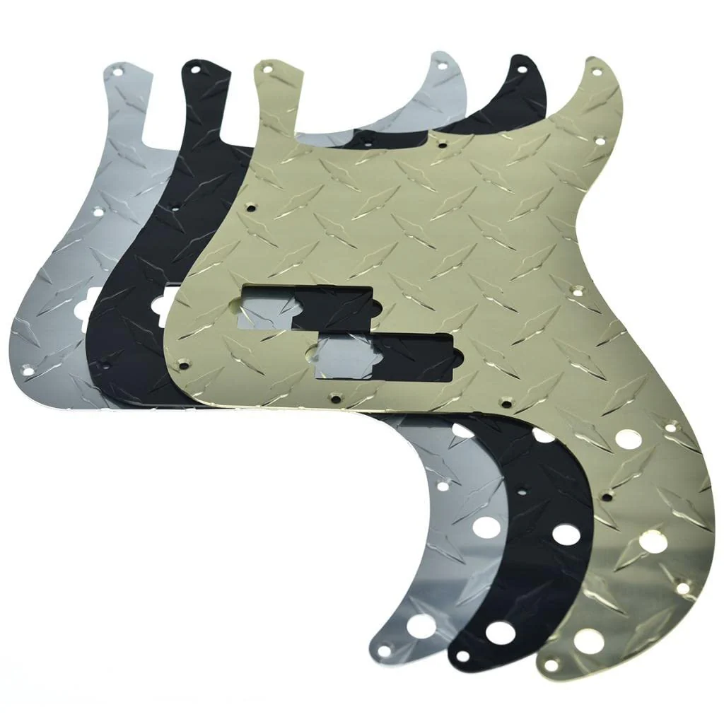 KAISH Premium 13-Hole Metal Diamond Plate Modern Style Standard Precision P Bass Pickguard Aluminium Anodized PB Pickguard for American FD P Bass Black - Image 7