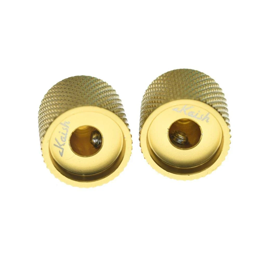 KAISH Set of 2 Aluminium Metal Flat Top Guitar Bass Knobs Guitar Volume/Tone Control Knobs 1/4" Universal Potentiometer Pot Knobs with Indicator Line for Tele/Telecaster Gold - Image 5