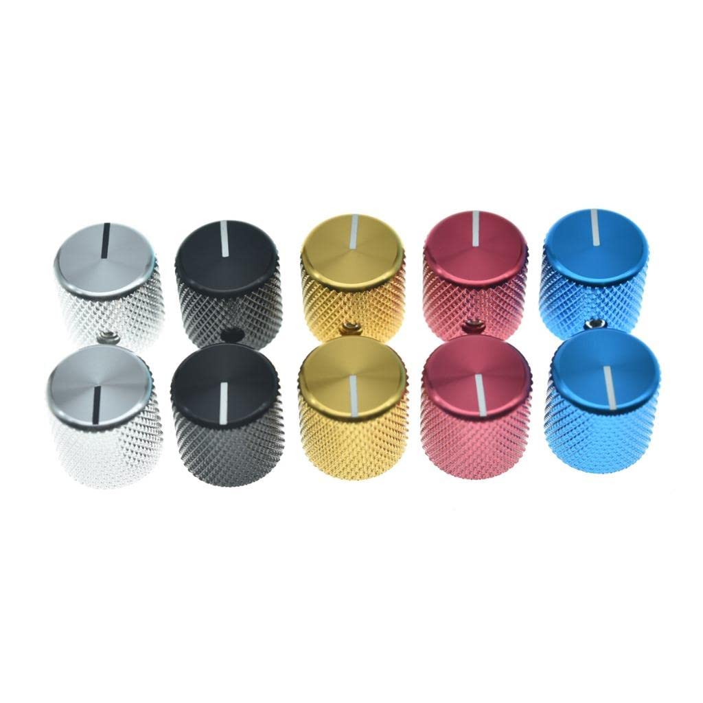 KAISH Set of 2 Aluminium Metal Flat Top Guitar Bass Knobs Guitar Volume/Tone Control Knobs 1/4" Universal Potentiometer Pot Knobs with Indicator Line for Tele/Telecaster Gold - Image 7