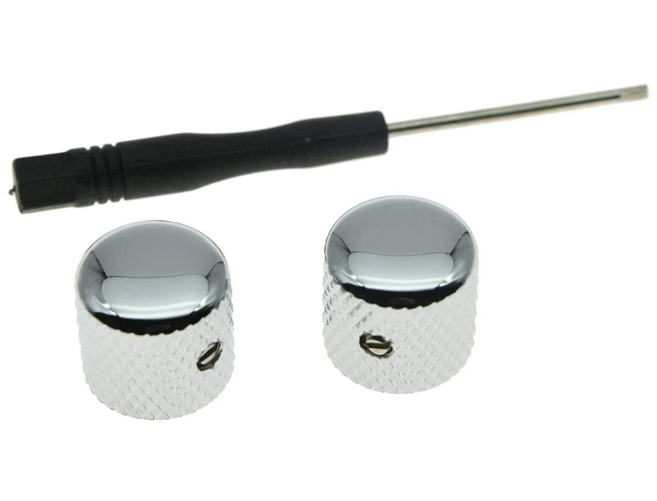 KAISH Set of 2 Chrome Metal Guitar Dome Knobs Bass Knob with Set Screw for Telecaster/Tele Guitar - Image 3