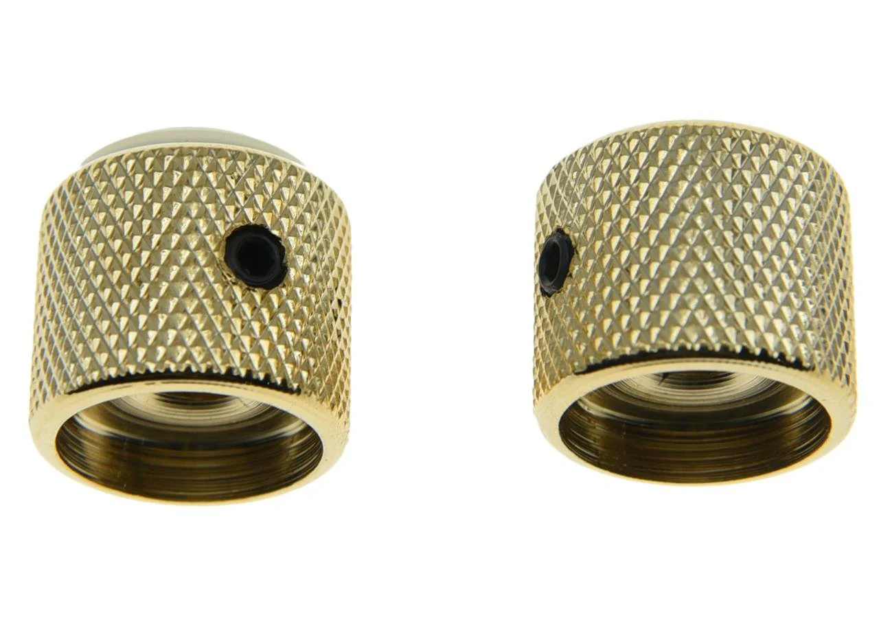KAISH Set of 2 Gold with White Pearl Cap Guitar Knobs Pearl Top Dome Knobs Bass Knob with Set Screw for Tele/Telecaster - Image 3