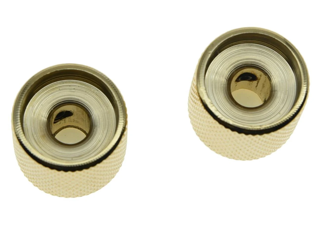 KAISH Set of 2 Gold with White Pearl Cap Guitar Knobs Pearl Top Dome Knobs Bass Knob with Set Screw for Tele/Telecaster - Image 4