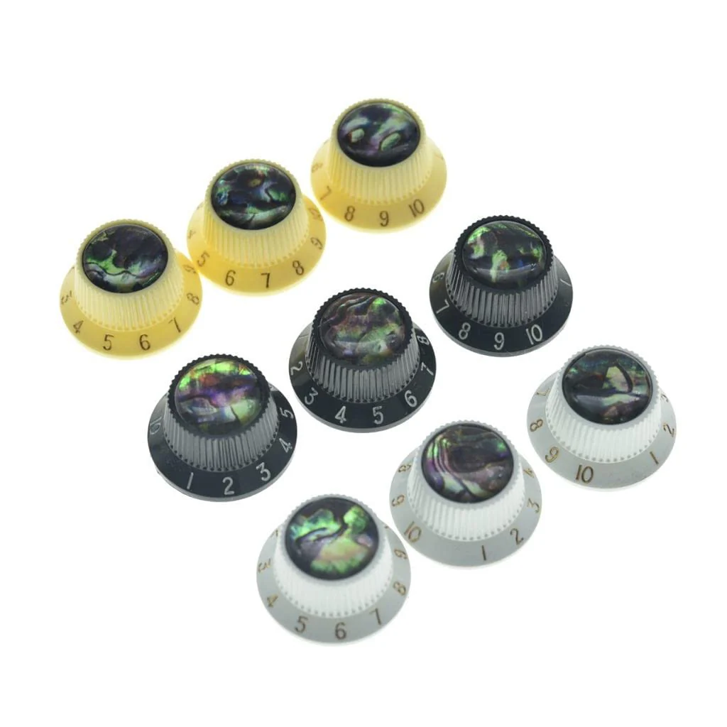KAISH Set of 3 Plastic Push on Fit Abalone Top ST Strat Knobs Guitar/Bass Control Knobs for Metic 5.8mm 18 Splines Split Shaft Pots Cream - Image 5
