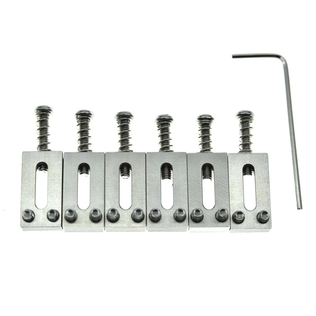 KAISH Upgraded Version Stainless Steel Guitar Bridge Saddles 10.5mm String Spacing with Nickel Screws for Stratocaster/Telecaster 10.5mm with Nickel Screws - Image 3