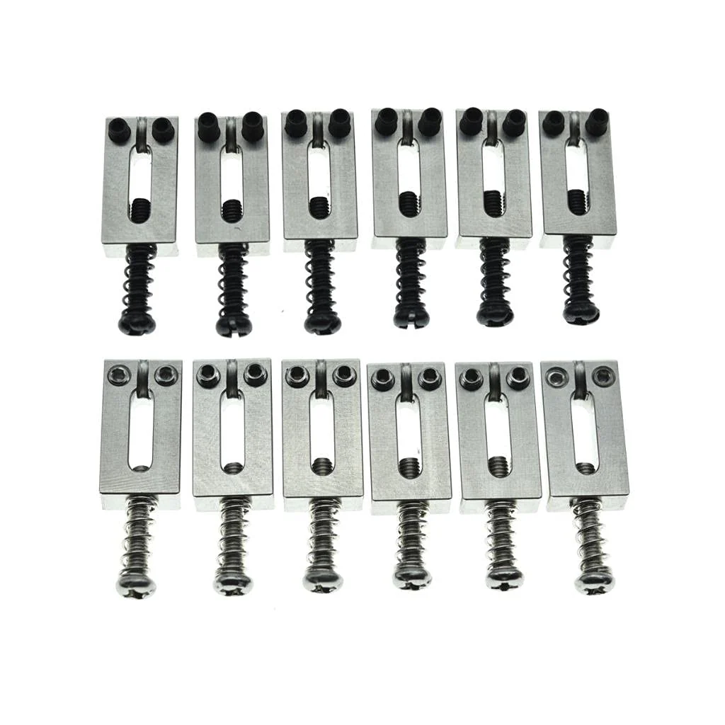 KAISH Upgraded Version Stainless Steel Guitar Bridge Saddles 10.5mm String Spacing with Nickel Screws for Stratocaster/Telecaster 10.5mm with Nickel Screws - Image 5
