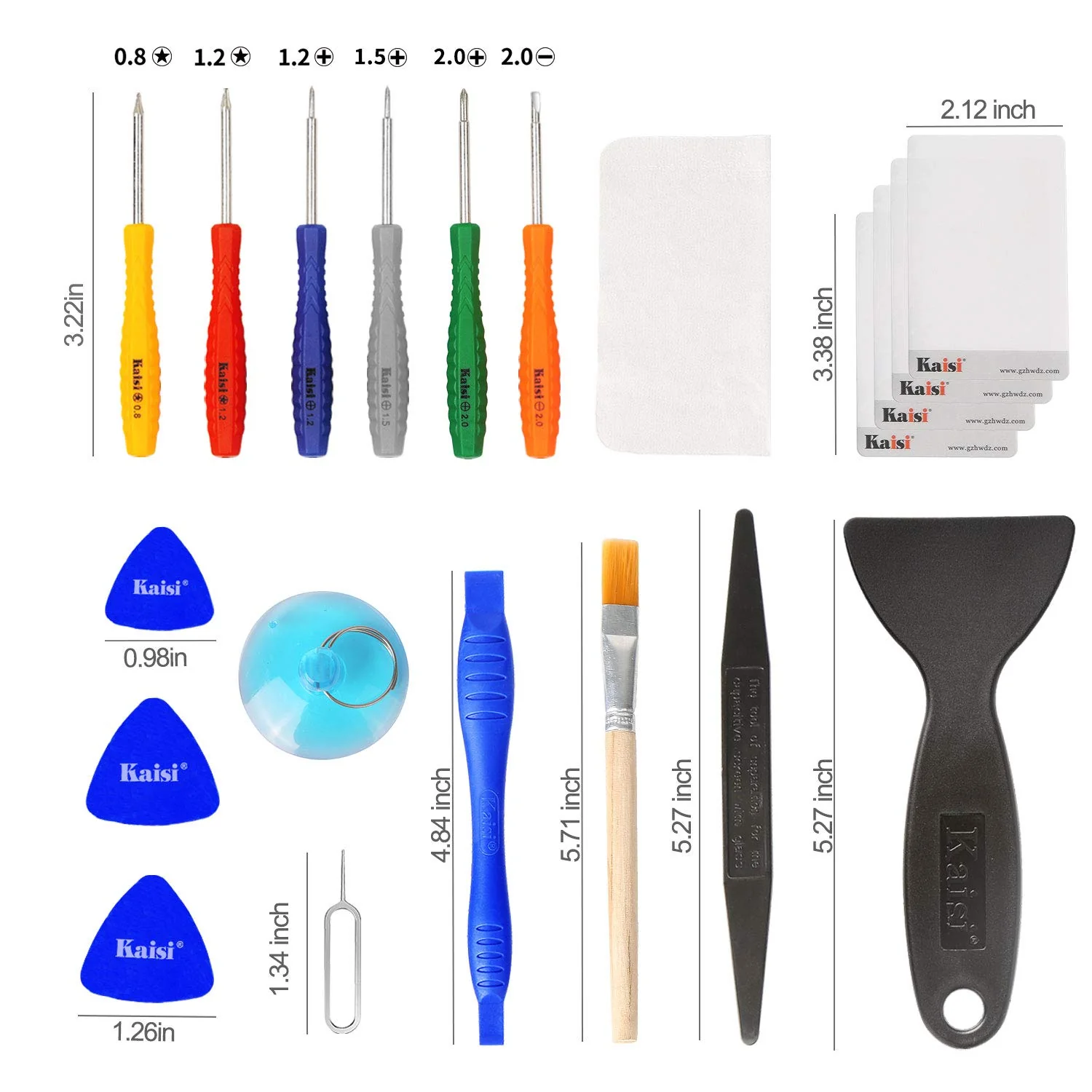 Kaisi 30 in 1 Professional Electronics Screen Opening Pry Tool Repair Kit with Steel and Carbon Fiber Nylon Spudgers, Double Side Adhesive Tape and 6 Screwdrivers for Open Cellphone, Laptops, Tablets - Image 2
