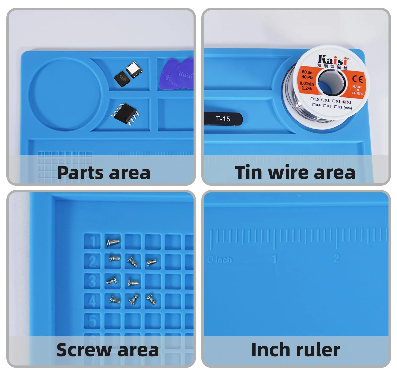 Kaisi Anti-Static Mat with ESD Wrist Strap and Grounding kit, Silicone Soldering Repair Work Mat 932°F Heat Resistant ESD Safe pad for Electronic, Phone, iPhone, iPad, iMac, Laptop, Computer, Watch - Image 5