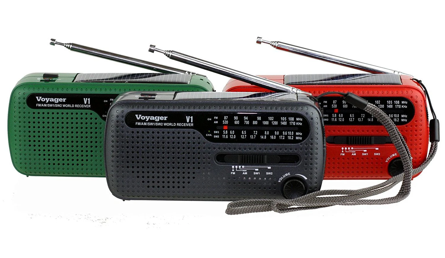 Kaito V1 Voyager Solar/Dynamo AM/FM/SW Emergency Radio with Cell Phone Charger and 3-LED Flashlight, Red - Image 9