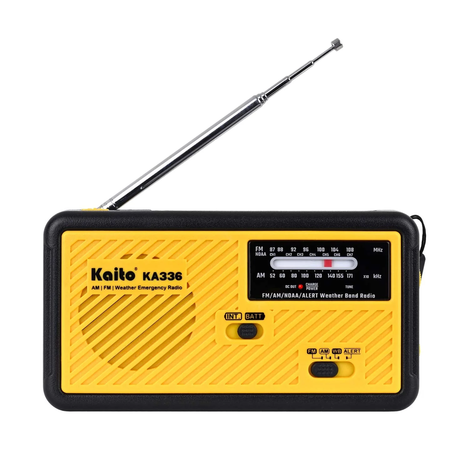 Kaito Voyager ECO Emergency Radio KA336 AM/FM NOAA Weather Alert 5-Way Powered Solar Crank Radio Receiver with LED Flashlight and USB Mobile Phone Charger Yellow - Image 2