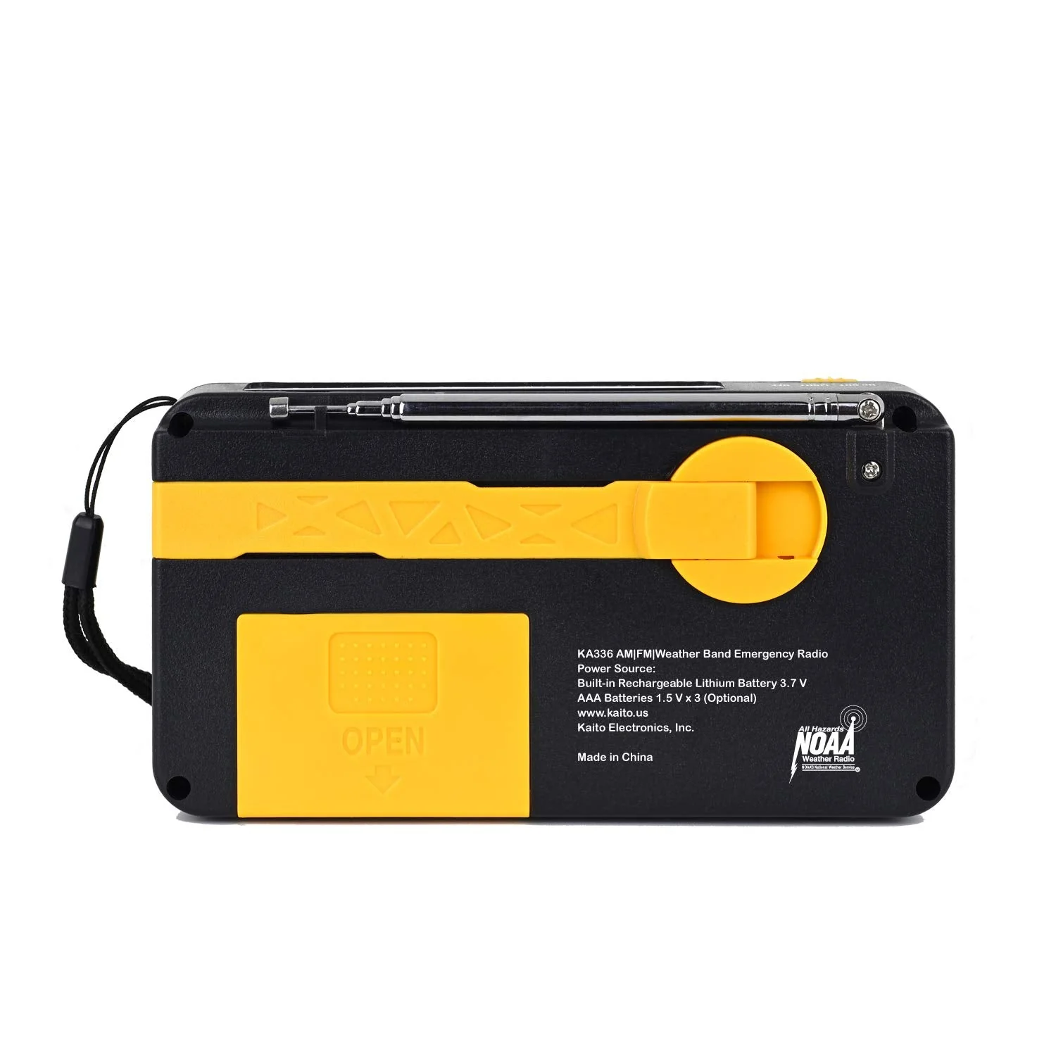 Kaito Voyager ECO Emergency Radio KA336 AM/FM NOAA Weather Alert 5-Way Powered Solar Crank Radio Receiver with LED Flashlight and USB Mobile Phone Charger Yellow - Image 4