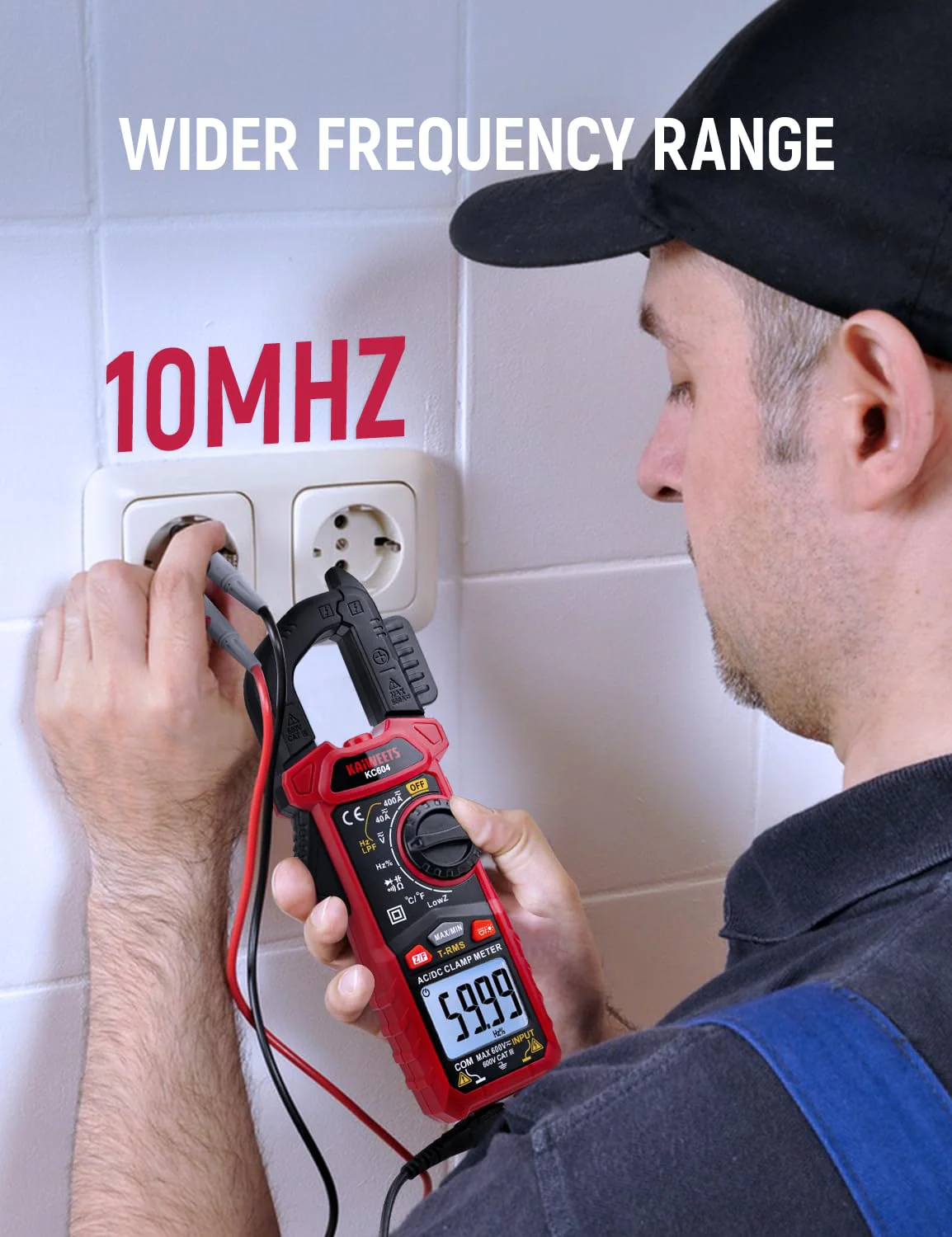 KAIWEETS Digital Clamp Meter Multimeter with D-Shaped Jaw for AC/DC Current & Voltage, Auto-ranging 4000 Counts Voltage Tester with Flashlight Backlight, Measuring Temperature Continuity Diode NCV - Image 9
