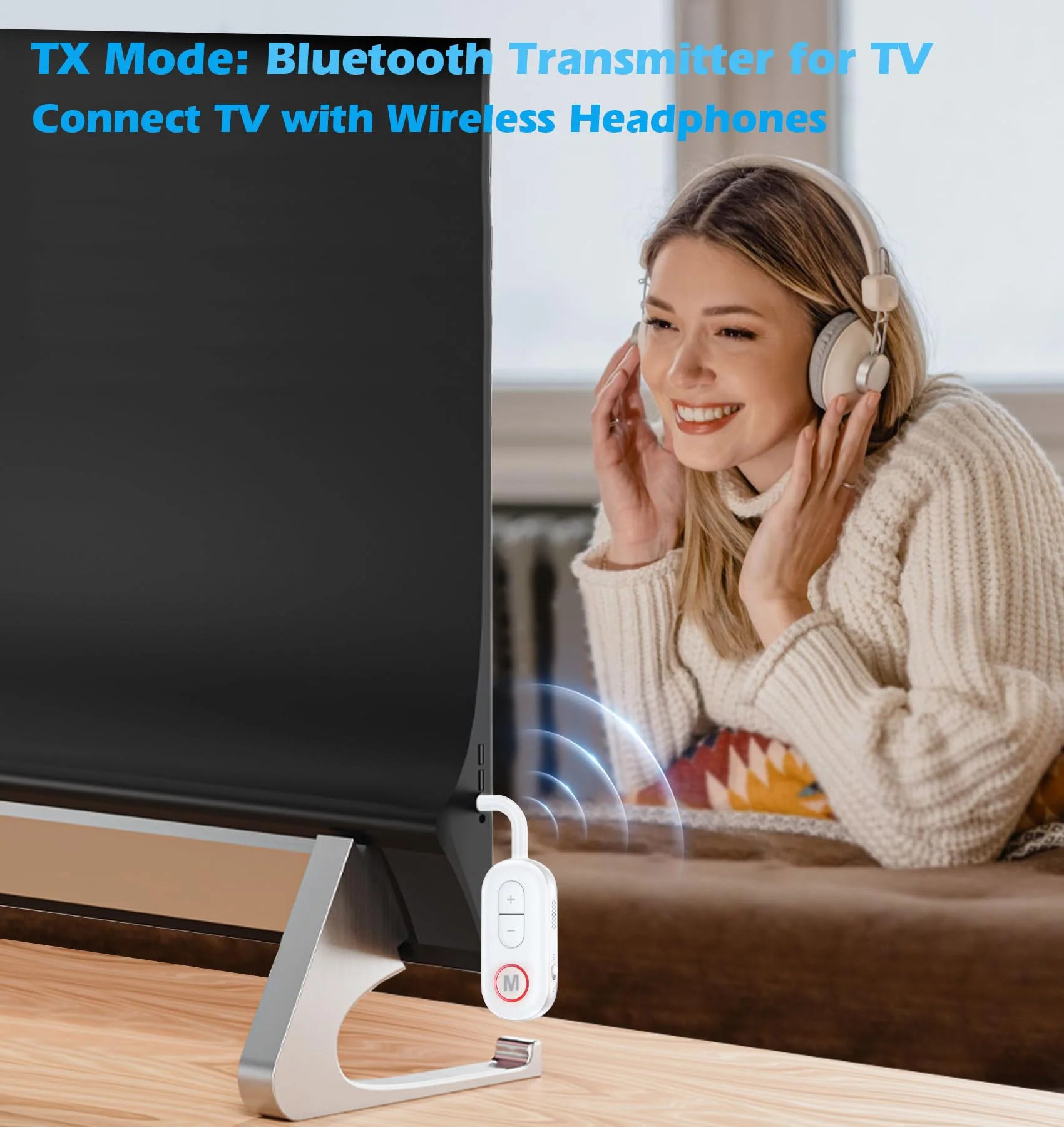KAIY Airplane Bluetooth Adapter for Headphones, Bluetooth Transmitter for TV PC Headphones, Bluetooth Receiver for Home Stereo, 3.5mm AUX Jack Wireless Audio Adapter for Car/Boat/Gym White - Image 4