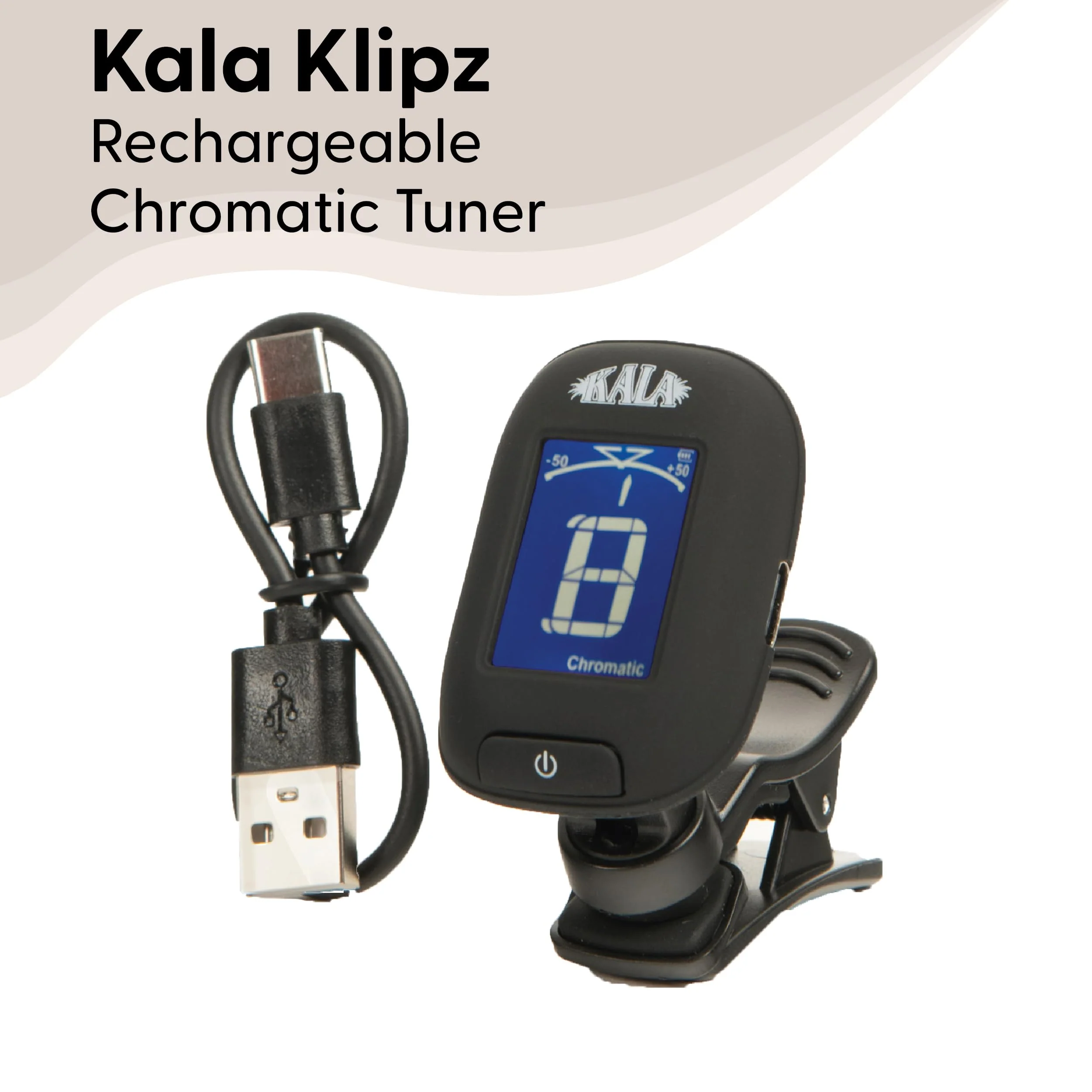 Kala Klipz USB-C Rechargeable Professional Clip On Tuner for Ukulele, Guitar, Bass, Violin, Mandolin, All String Instruments with Multi-Key Chromatic Tuning Modes and Vibration Sensor - Black - Image 2