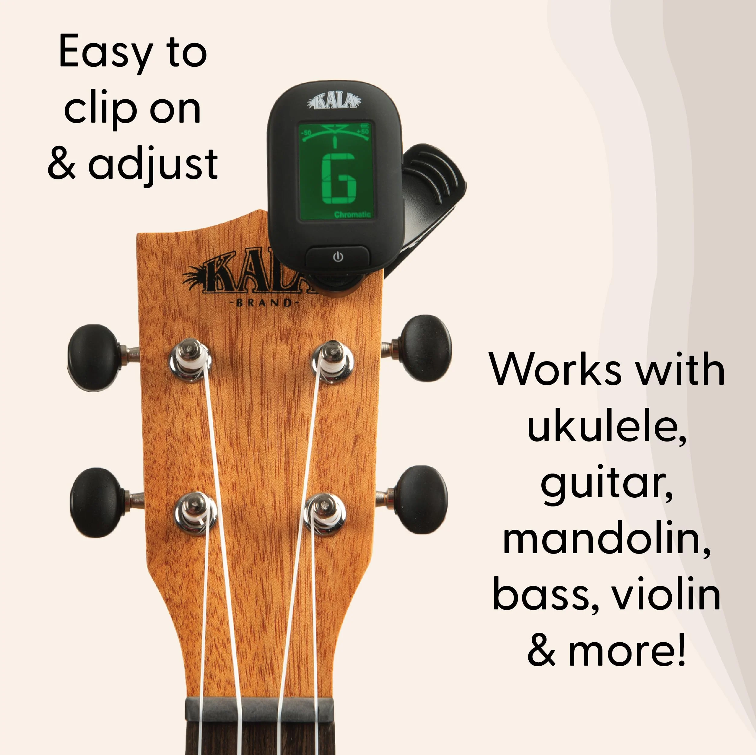 Kala Klipz USB-C Rechargeable Professional Clip On Tuner for Ukulele, Guitar, Bass, Violin, Mandolin, All String Instruments with Multi-Key Chromatic Tuning Modes and Vibration Sensor - Black - Image 3