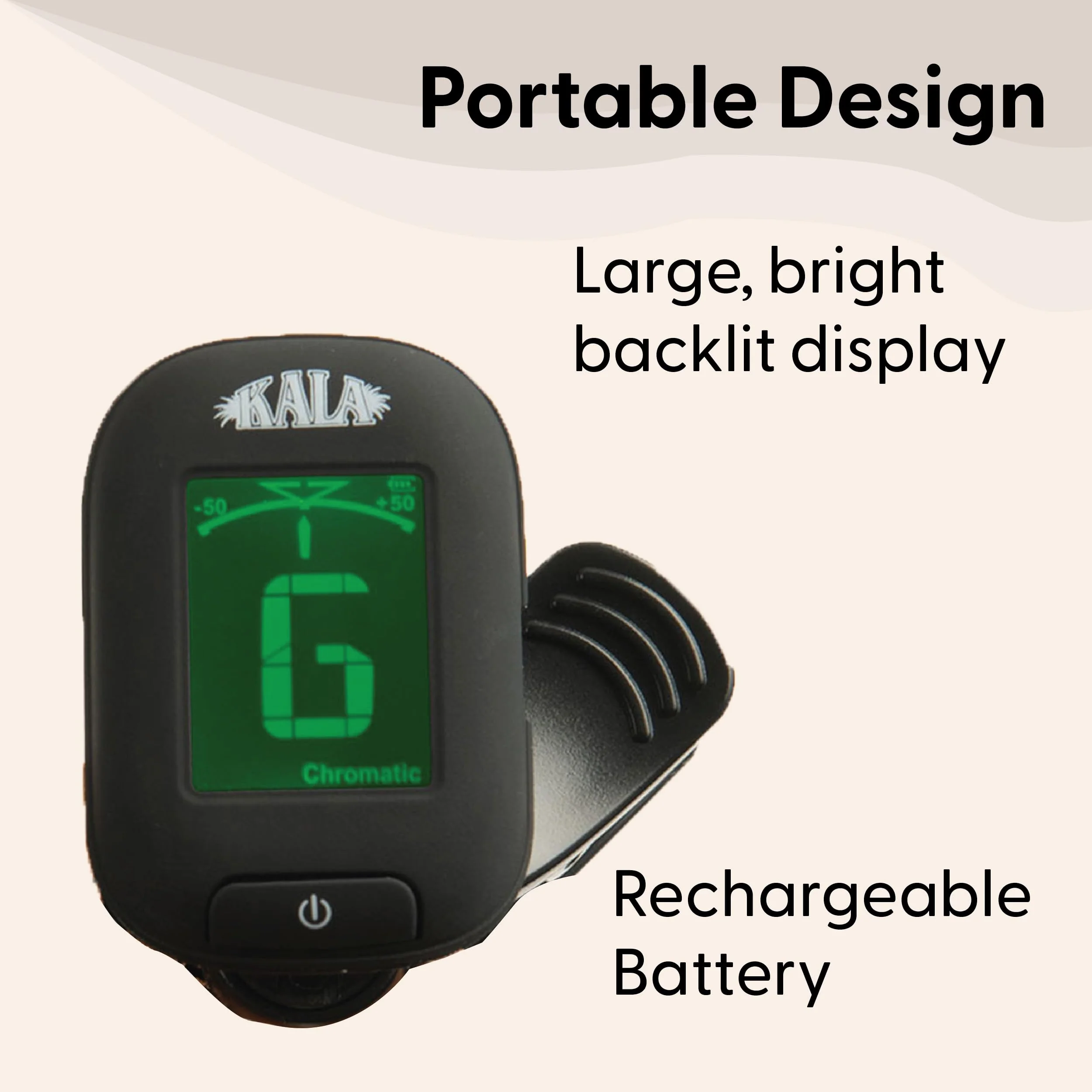 Kala Klipz USB-C Rechargeable Professional Clip On Tuner for Ukulele, Guitar, Bass, Violin, Mandolin, All String Instruments with Multi-Key Chromatic Tuning Modes and Vibration Sensor - Black - Image 4