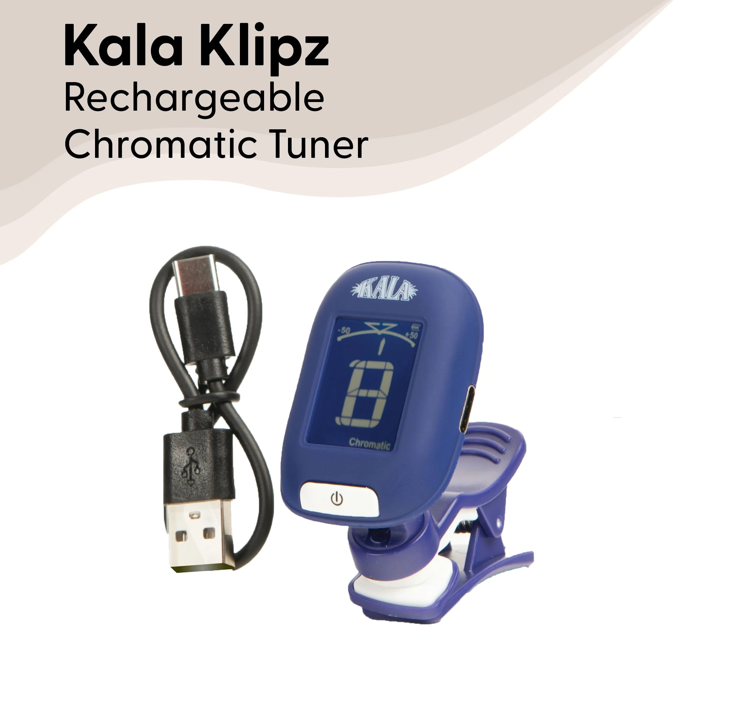 Kala Klipz USB-C Rechargeable Professional Clip On Tuner for Ukulele, Guitar, Bass, Violin, Mandolin, All String Instruments with Multi-Key Chromatic Tuning Modes and Vibration Sensor - Blue - Image 2