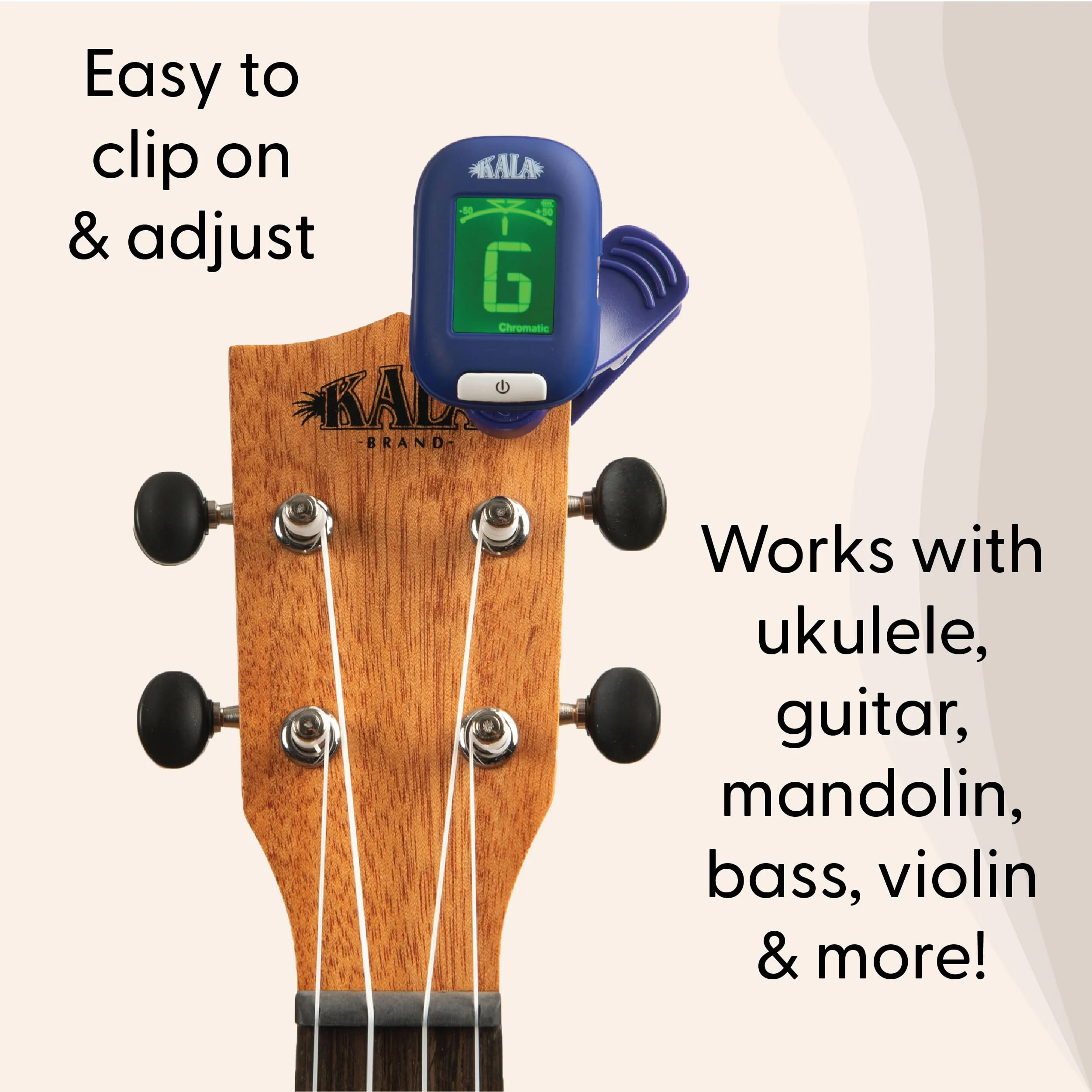Kala Klipz USB-C Rechargeable Professional Clip On Tuner for Ukulele, Guitar, Bass, Violin, Mandolin, All String Instruments with Multi-Key Chromatic Tuning Modes and Vibration Sensor - Blue - Image 3