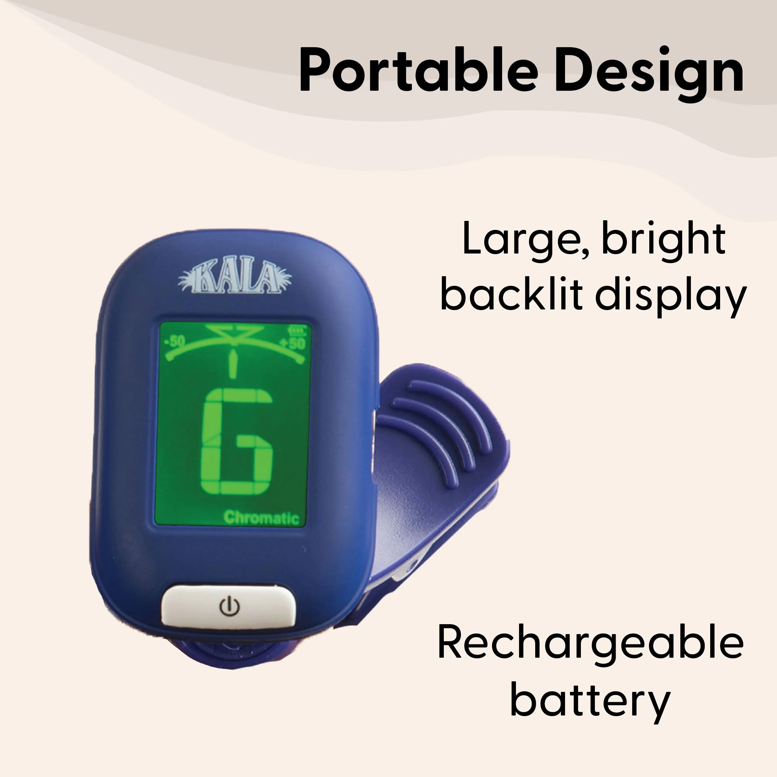 Kala Klipz USB-C Rechargeable Professional Clip On Tuner for Ukulele, Guitar, Bass, Violin, Mandolin, All String Instruments with Multi-Key Chromatic Tuning Modes and Vibration Sensor - Blue - Image 4