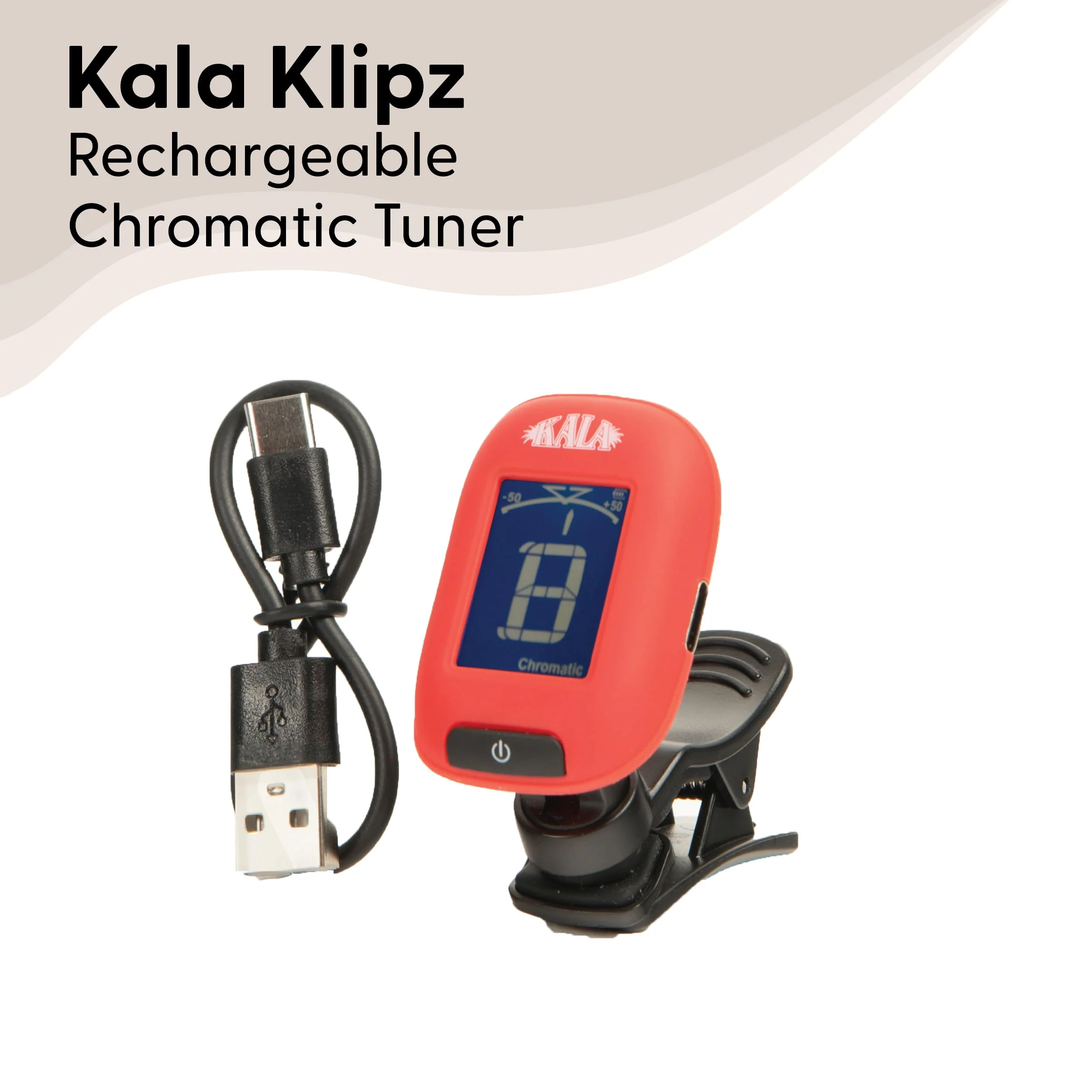 Kala Klipz USB-C Rechargeable Professional Clip On Tuner for Ukulele, Guitar, Bass, Violin, Mandolin, All String Instruments with Multi-Key Chromatic Tuning Modes and Vibration Sensor - Red - Image 2