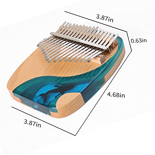 Kalimba Thumb Piano 17 Keys, Portable Mbira Finger Piano Gifts for Adults Music Instrument Thumb Pianos - 17 Keys Blue Kalimba 17 Blue - Image 3