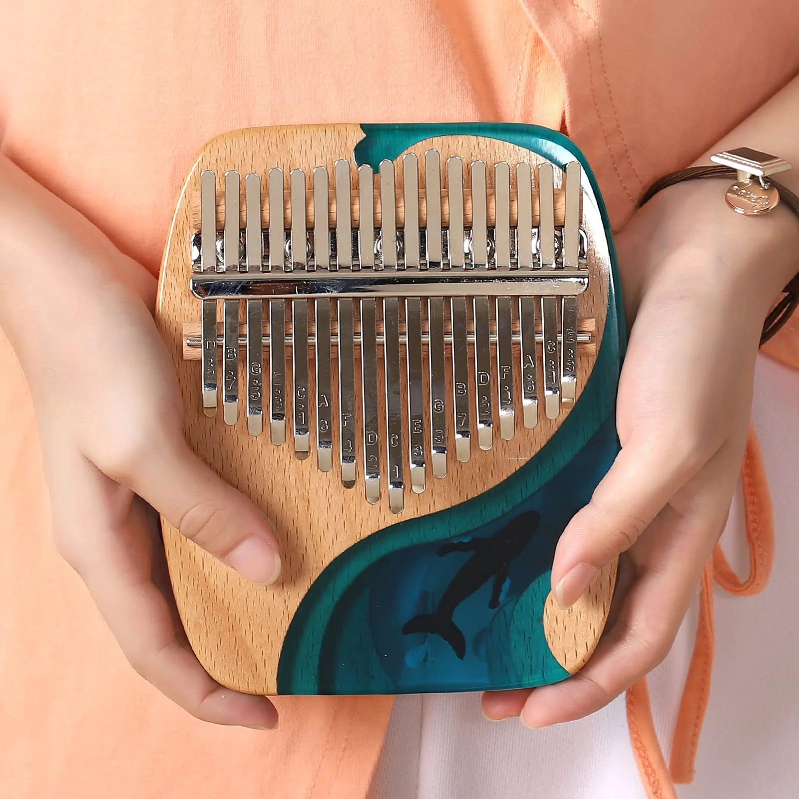 Kalimba Thumb Piano 17 Keys, Portable Mbira Finger Piano Gifts for Adults Music Instrument Thumb Pianos - 17 Keys Blue Kalimba 17 Blue - Image 6