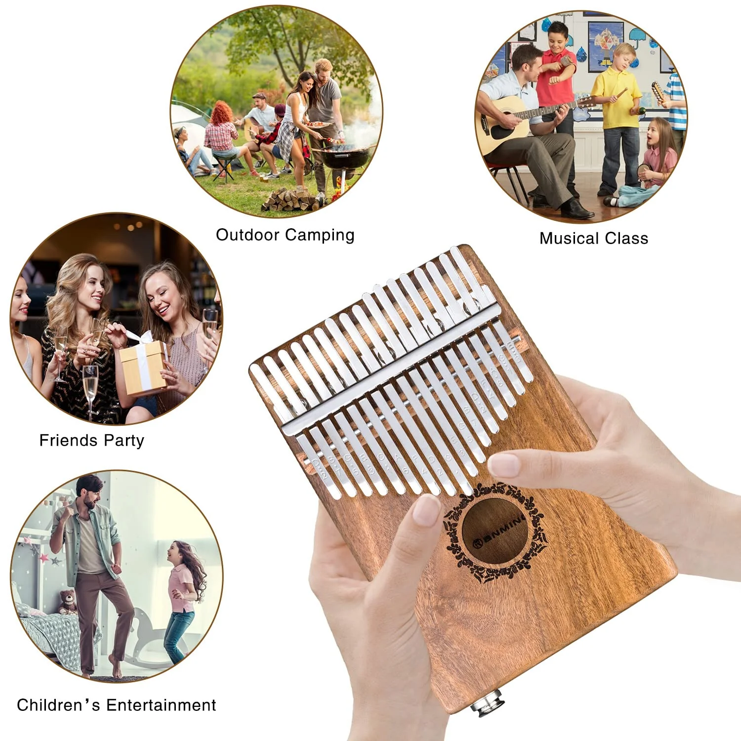 Kalimba Thumb Piano 17 Keys RANMING Mbira Finger Piano Kalimba Gifts for Adults Kids Beginners With Portable Handbag and Tune Hammer Thumb Pianos Finger Harp (Acacia-Pickup) Brown - Image 5