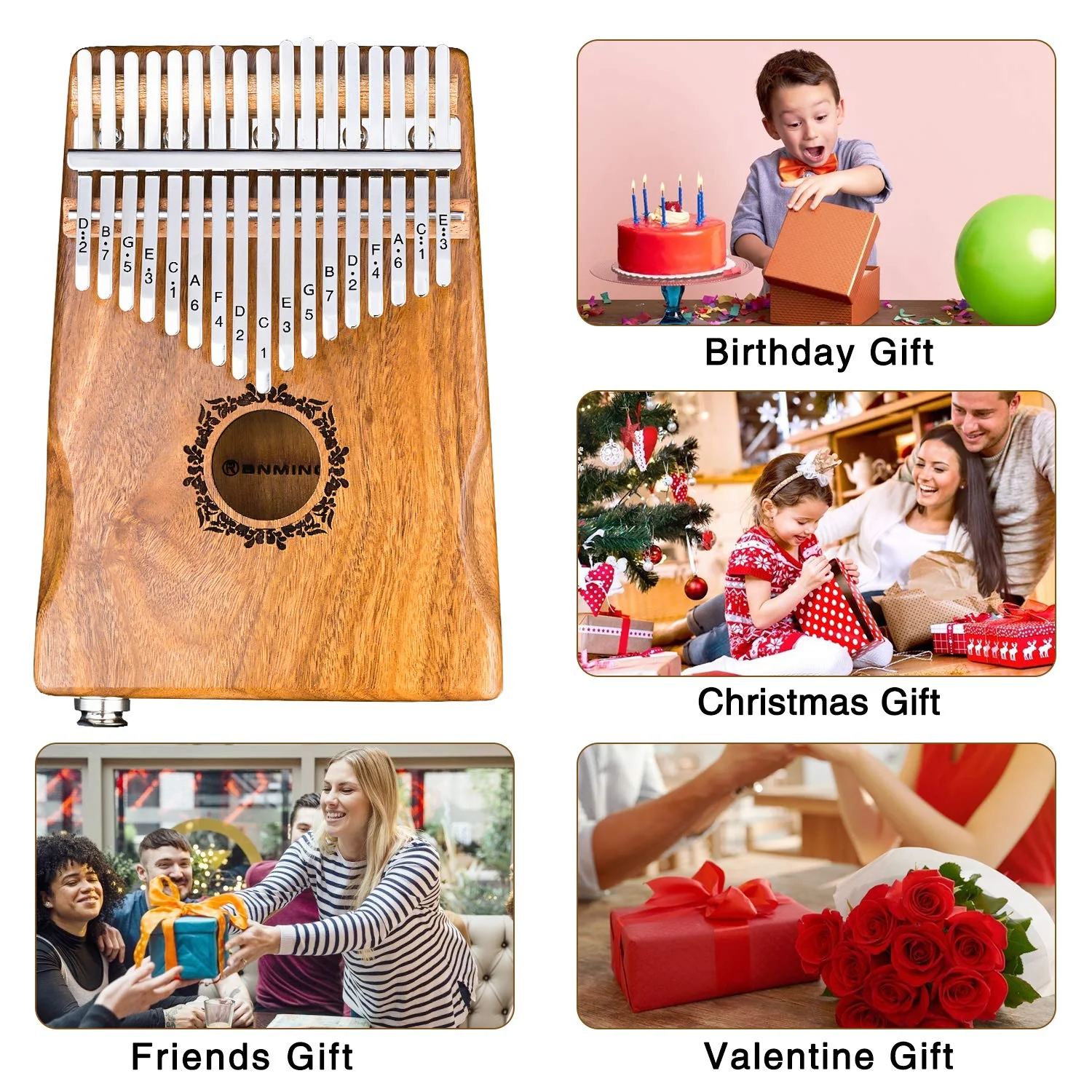 Kalimba Thumb Piano 17 Keys RANMING Mbira Finger Piano Kalimba Gifts for Adults Kids Beginners With Portable Handbag and Tune Hammer Thumb Pianos Finger Harp (Acacia-Pickup) Brown - Image 6