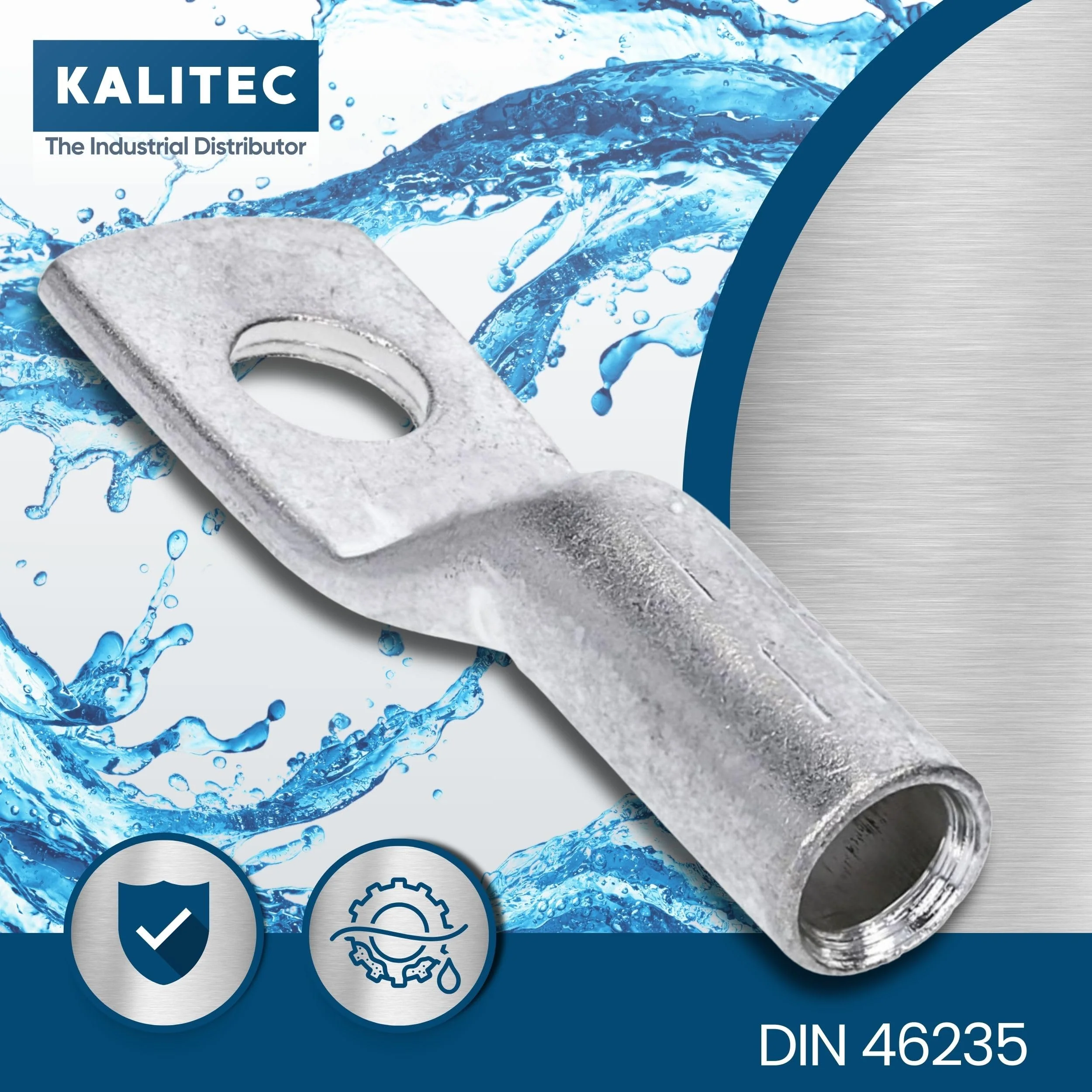 Kalitec DR25-8 Press Cable Lug in Accordance with DIN 46235 25 mm² M8 Pack of 10 - Image 3