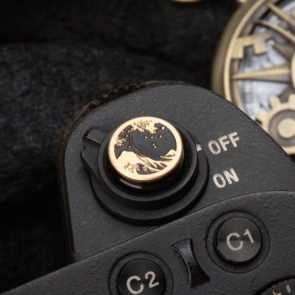 Kanagawa Wave Pattern Camera Hot Shoe Cover Shutter Button for Sony A1 A7C A7CR A7CII A7R A7M2 A7M3 A6700 A6600 A6500 A6400 A6300 (Copper Alloy-Set) Copper Alloy-Set - Image 7