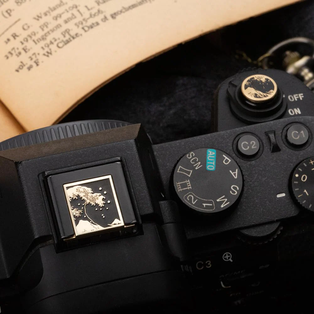 Kanagawa Wave Pattern Camera Hot Shoe Cover Shutter Button for Sony A1 A7C A7CR A7CII A7R A7M2 A7M3 A6700 A6600 A6500 A6400 A6300 (Copper Alloy-Set) Copper Alloy-Set - Image 8