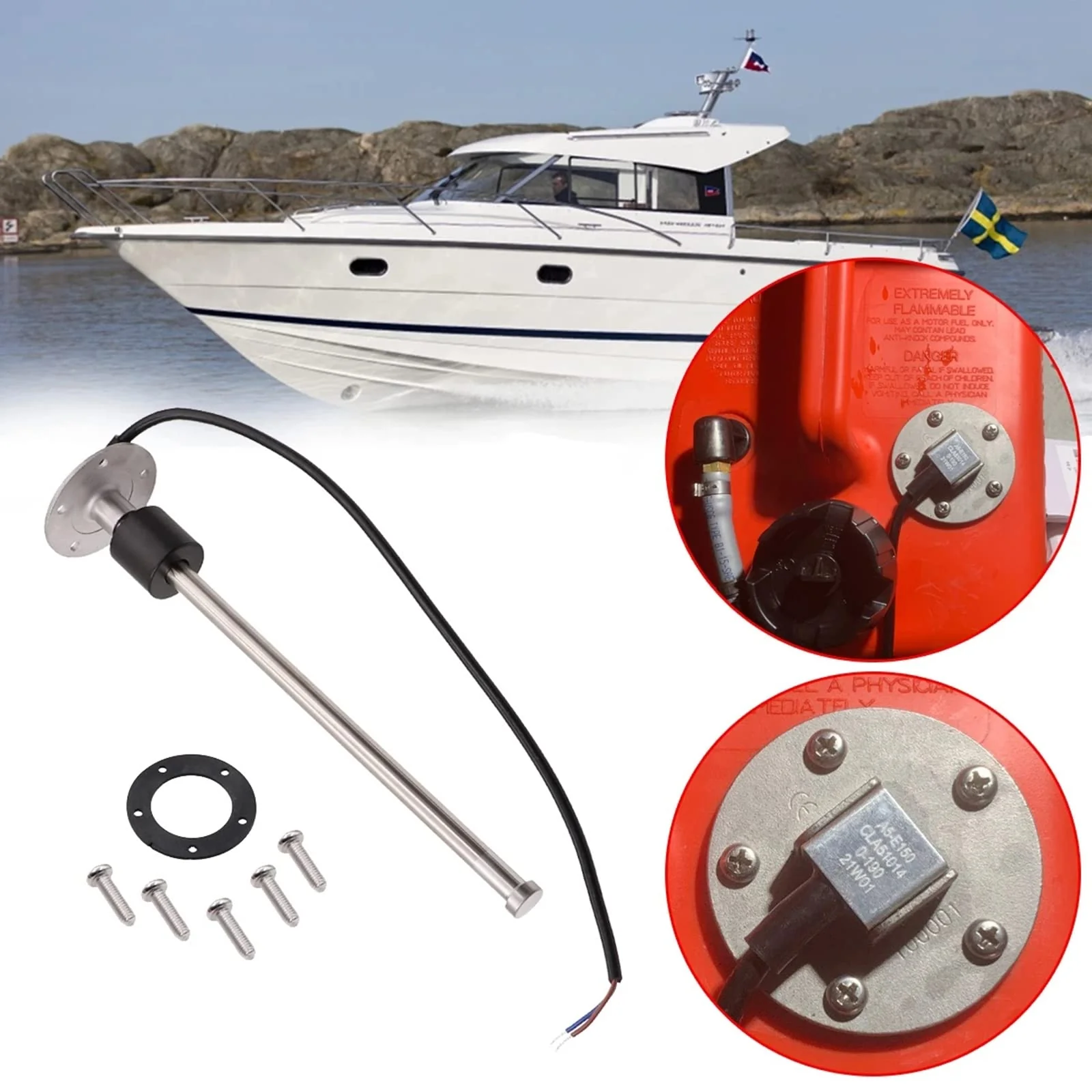 KAOLALI Fuel Level Sensor, Level Sensor, Boat Fuel Transmitter, Fuel Tank Sending Unit, Fits Fuel Gauge Water Level Indicator, 0-190 Ohm 175mm for Motorhomes, Boats - Image 6