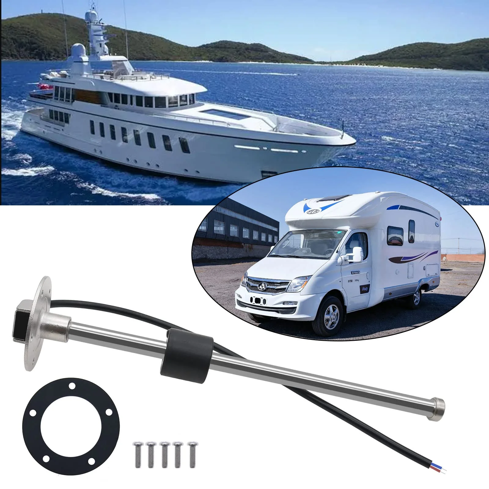 KAOLALI Fuel Level Sensor, Level Sensor, Boat Fuel Transmitter, Fuel Tank Sending Unit, Fits Fuel Gauge Water Level Indicator, 0-190 Ohm 175mm for Motorhomes, Boats - Image 7
