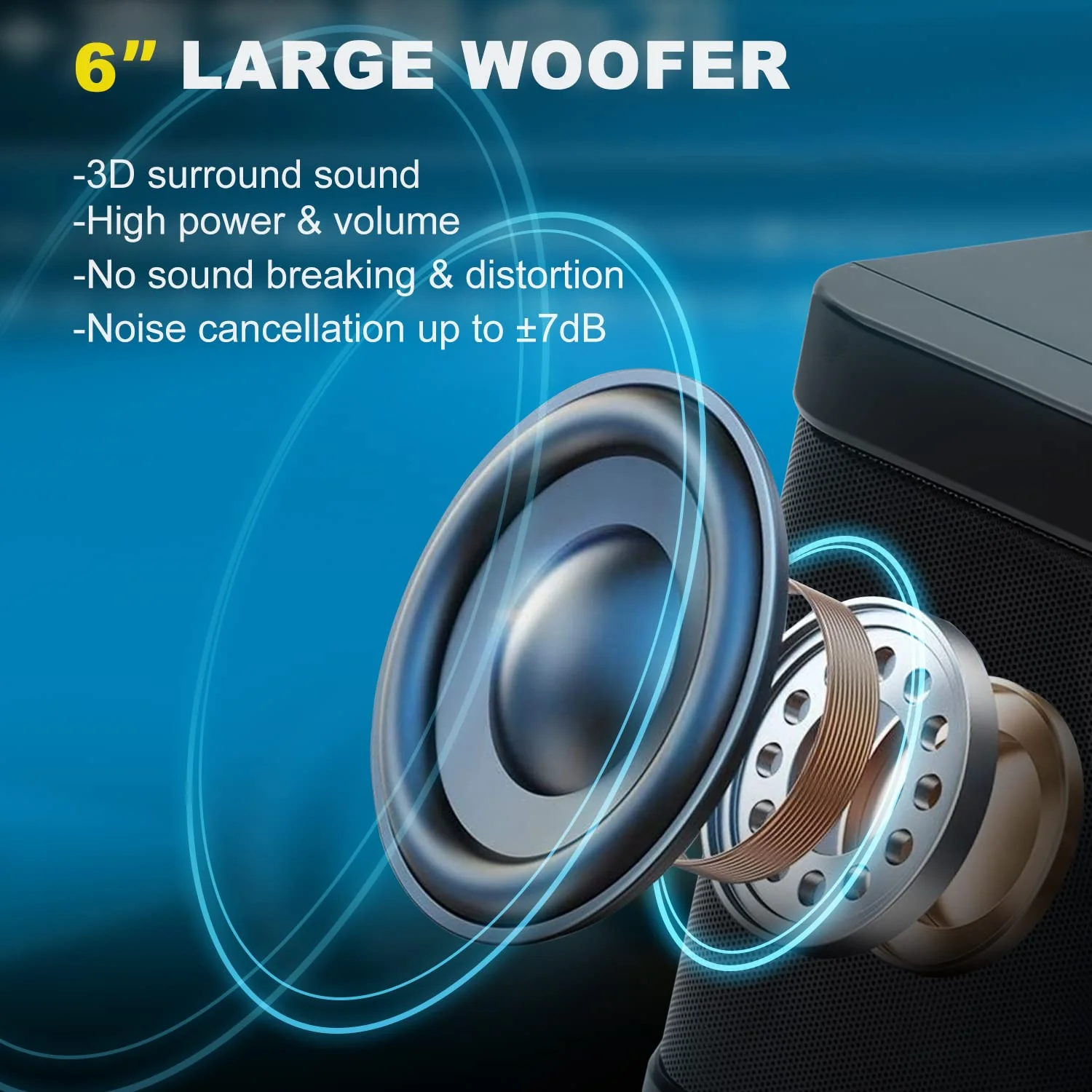 Karaoke Machine for Adults and Kids, FULLIFE Portable Bluetooth PA Speaker System with 2 UHF Wireless Microphones, Karaoke Speaker with Echo, Supports TF/USB, AUX in, for Home Party (YS203-Black) YS203-Black - Image 7