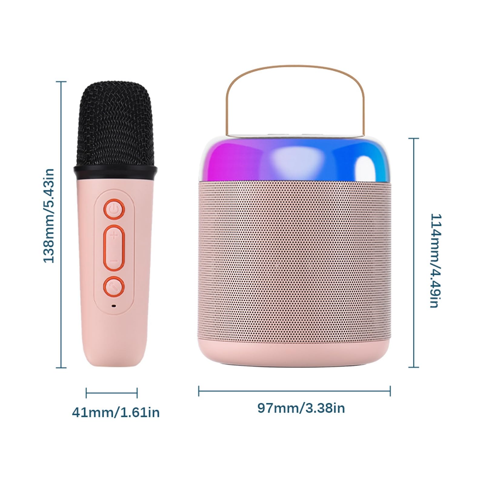 Karaoke Machine for Kids Adults, Mini Karaoke Machine BT Speaker with 2 Microphones, Rechargeable Voice Box Handheld Mic Karaoke Mic Speaker for Home Party KTV Singing - Image 3