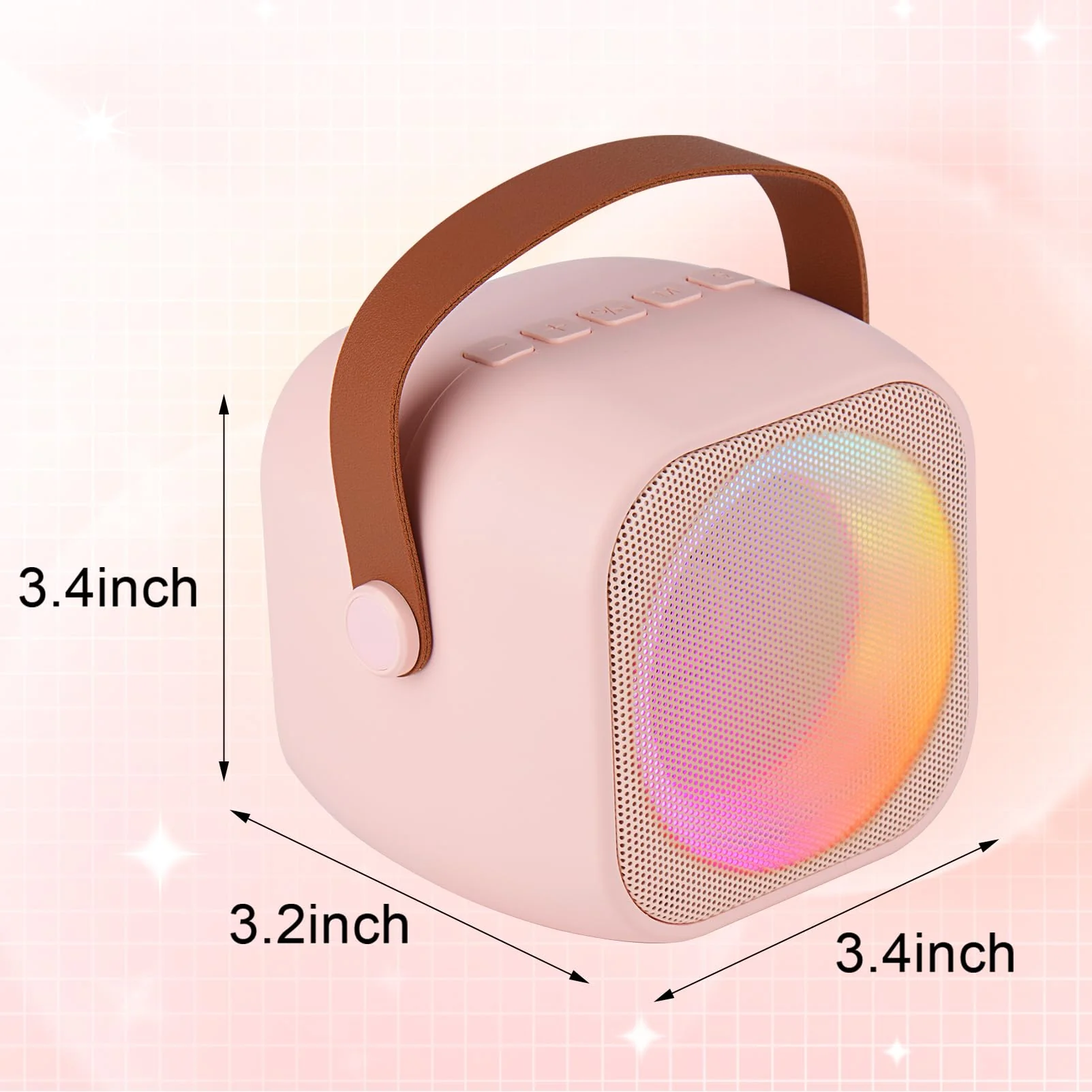 Karaoke Machine for Kids Adults, Mini Portable Bluetooth Karaoke Speaker with 2 Wireless Microphone and Lights,Toys for All Smartphones,Birthday, Family,Home Party Pinkcolor - Image 7