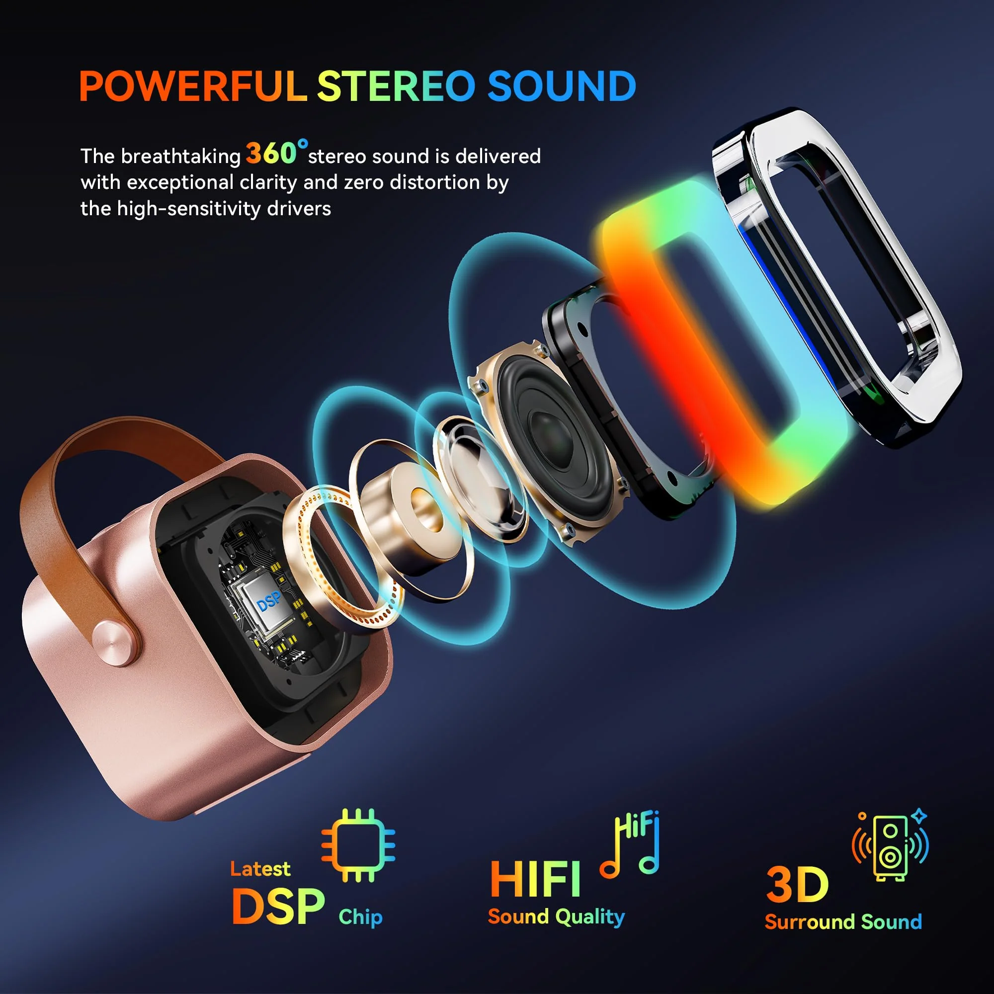 Karaoke Machine for Kids Adults, Portable Bluetooth Mini Karaoke Microphone Singing Speaker with 2 Wireless Mic and Light,Toys for All Smartphones,Birthday, Family,Home Party (Rose Gold) rose gold - Image 5