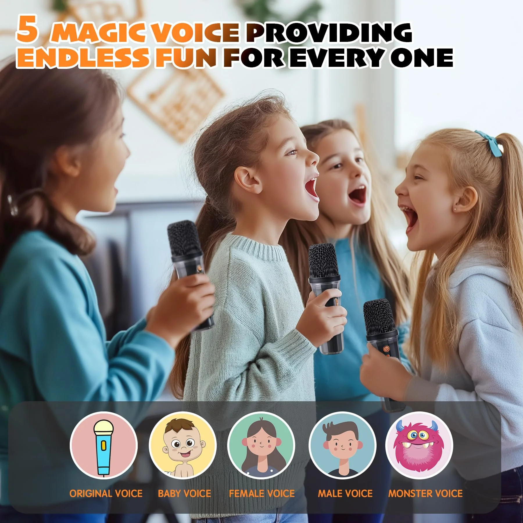 Karaoke Machine for Kids & Adults, Portable Bluetooth Mini Karaoke Speaker with 2 Wireless Microphone and Lights, Birthday Gifts for Girls & Boys, Toys for Girls, Family Home Party (Black) BLACK - Image 6