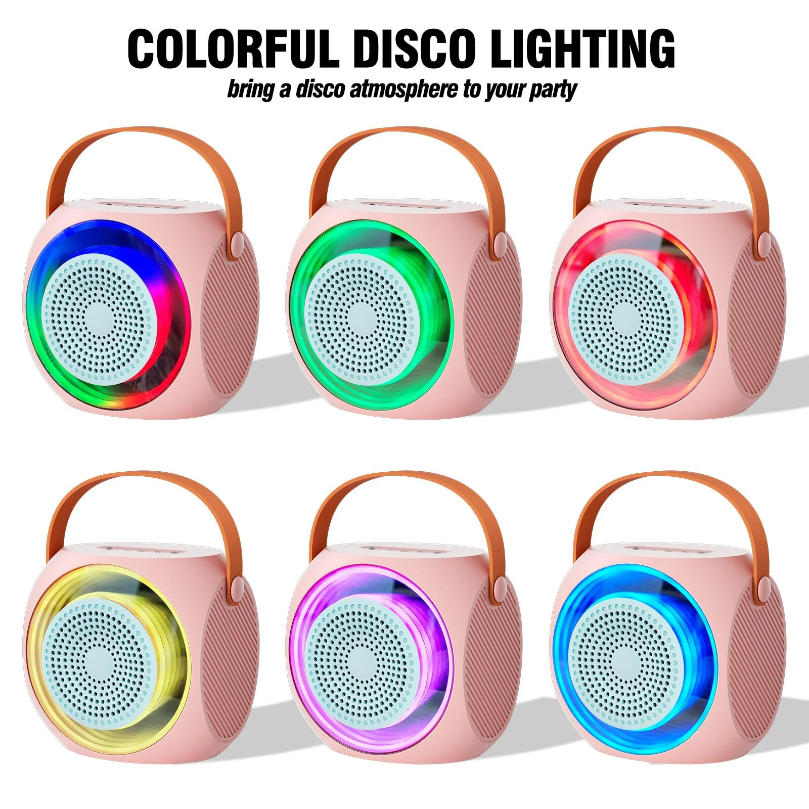 Karaoke Machine for Kids, Bluetooth Speaker with 2 Wireless Microphones and LED Lights, Birthday Gifts for Girls Ages 4, 5, 6, 7, 8, 9, 10, 12+(Pinkcolor) 2 MIC Pinkcolor - Image 5