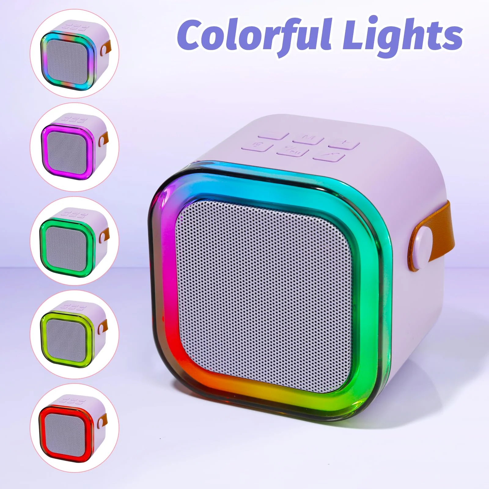 Karaoke Machine for Kids, Mini Karaoke Speaker with 2 Wireless Microphones,Voice Effects,LED Lights, Portable Singing Machine for Girl, Ages 3,4,5,6,7,8,9,10,11,12+ Years Old Birthday Gift(Purple) Purple - Image 5